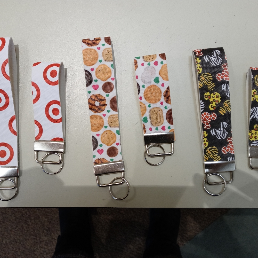 Faux leather keychains